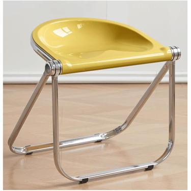 Imagem de Cadeira De Jantar De Plástico, Cadeira De Cozinha Moderna Sem Braços Com Estrutura De Metal E Almofadas Antiderrapantes, Cadeira Dobrável Para Sala De Jantar, Yellow