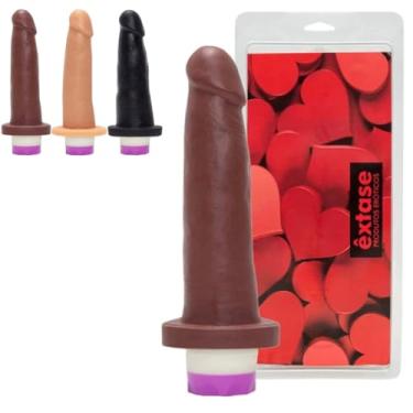 Imagem de Prótese Pênis Com Vibrador Interno 14,8 X 3,6Cm Conforto e Prazer Intenso Satisfação Total [CHOCOLATE] VN11