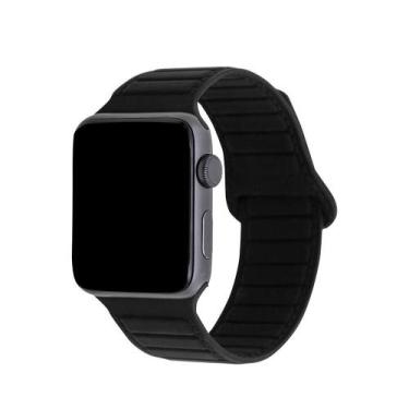 Imagem de Pulseira de Silicone Magnética para Apple Watch 42-49 MM Preta - IPLAC
