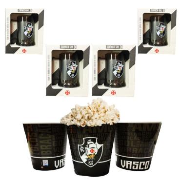 Imagem de Kit 4 Caneca Copo Gel 300Ml Isolante Térmico + Balde Pipoca