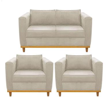 Imagem de Kit Sofá 2 Lugares e 2 Poltronas Europa Suede Bege