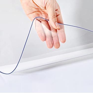 Imagem de Capa de mesa de jantar transparente de 81 x 236 cm, 1,5 mm de espessura, vinil, plástico, protetor, tapete de mesa de escritório, impermeável, transparente, para móveis, cobertura protetora, cadeira, tapetes de chão