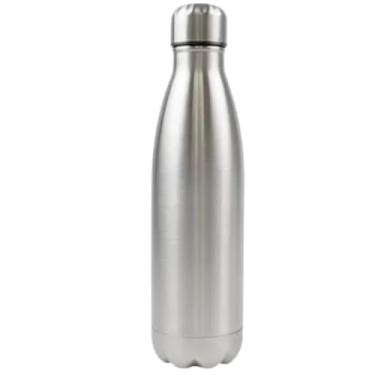 Imagem de Garrafa Squeeze de Aço Inox Premium, Boca Larga, Tampa de Inox com Borracha Interna, Ideal para Trabalho, Academia, Treinos ao Ar Livre/ 500ml- QH Shopp (Prata)