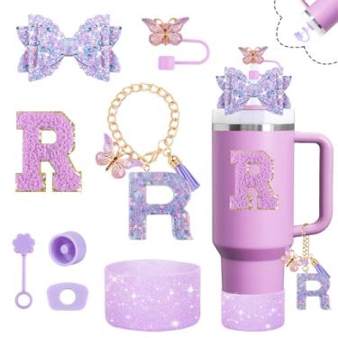 Imagem de Conjunto de acessórios de copo brilhante para copo Stanley Cup 850 g 1,134 g com alça, incluindo decoração de arco de palha, capa de cobertura de palha, bota, rolhas à prova de derramamento, pingentes