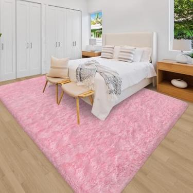 Imagem de ZJYeRug Tapete felpudo rosa para quarto de menina 1,8 x 2,7 m embaixo da cama, tapetes grandes antiderrapantes de 1,8 x 2,7 m para sala de estar, tapete fofo para sala de jogos, tapete macio de