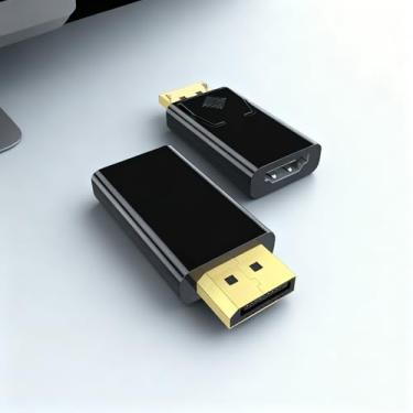 Imagem de Pacote com 2 portas de exibição 4K para adaptador HDMI, porta de exibição unidirecional banhada a ouro 24K DP para HDMI adaptador passivo compatível com HP, HDTV, AMD, NVIDIA, Dell, GPU, projetor, PC
