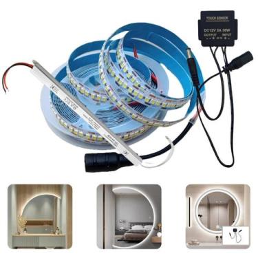 Imagem de Fita De 240 Leds/M 5M 12V + Botão Touch Para Espelho + Fonte - CBC