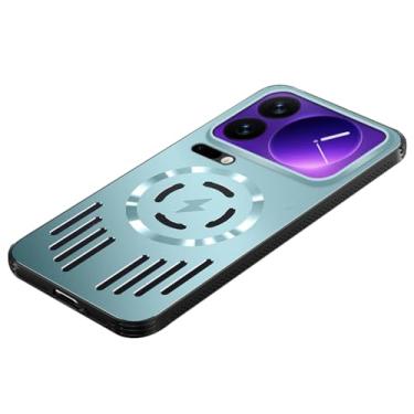 Imagem de FWYANZH Capa magnética para Xiaomi 17 Pro Max/17 Pro/17, capa de proteção total para lente fina PC resfriamento oco traseira capa de radiação térmica, azul, 17 Pro Max