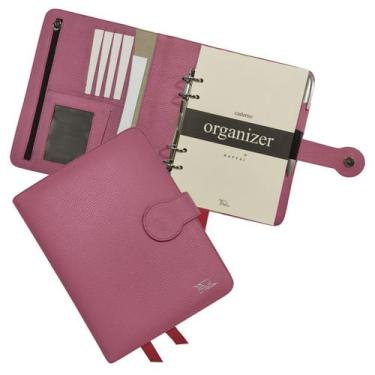 Imagem de Caderno Organizer Couro 127-R Raffai Couros, Rosa Pink