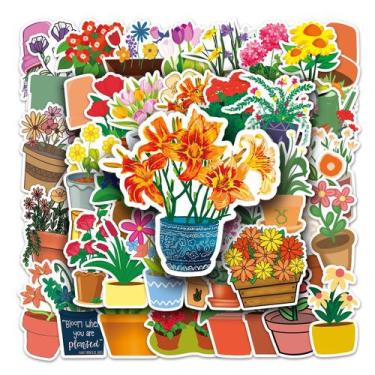 Imagem de Adesivos para vasos de flores, 50 unidades, vasos vibrantes de plantas