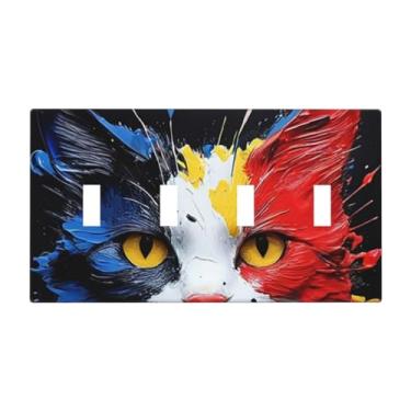 Imagem de LuHuoLu Placa decorativa para interruptor de luz, desenho colorido, fofo, engraçado, preto, vermelho, branco, 4, placa de parede, grande, quadriciclo, interruptor, placa jumbo