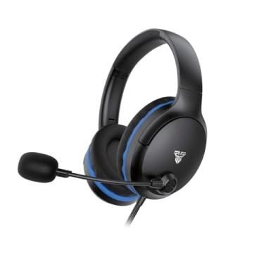 Imagem de FANTECH Valor II MH89 Fone de ouvido para jogos, over-ear, drivers de 40 mm, TRRS com fio de 3,5 mm, preto com detalhes azuis, cabo trançado de 2 m (preto)