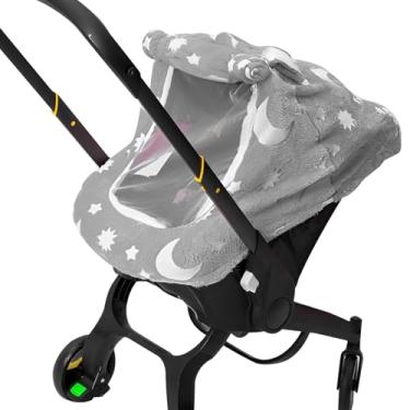 Imagem de Capa universal para assento de carro de bebê de flanela macia com janela de malha respirável para recém-nascido menina menino (cinza)