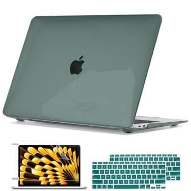 Imagem de Seanai Compatível com MacBook Air 13 polegadas Capa M1 Chip versão 2021-2018 A1932 A2179 A2337, capa rígida de plástico de cristal, capa de teclado, película de tela, plugue de poeira para Mac Air 13