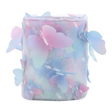 Imagem de Rolo de tule colorido tridimensional DIY Artesanato Acessórios para cabelo Material Fita Tecido de poliéster macio para festas de casamento Decorações de Natal 8 cm de largura (Gradiente Azul)