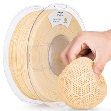 Imagem de AMOLEN Filamento de impressora 3D TPU 95A 1,75 mm, filamento amarelo creme básico TPU de alta dureza e resiliência, filamento 3D flexível de 1 kg, precisão dimensional +/- 0,02 mm, adequado para a