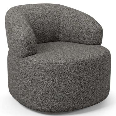 Imagem de Poltrona Giratória Orgânica Para Sala de Estar Living Helena L02 Linho Mescla Chumbo - Lyam Decor