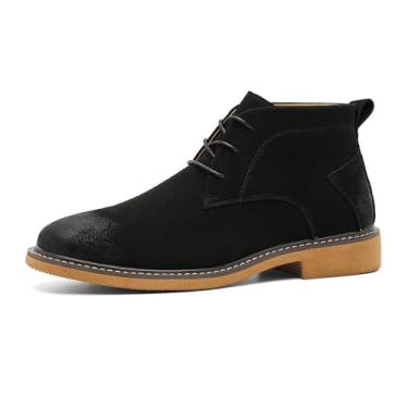 Imagem de MANLADUO Chelsea Botas masculinas estilo britânico vintage couro envelhecido cano alto botas modernas, Preto, 36