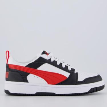 Imagem de Tênis Puma Rebound V6 Juvenil Branco e Preto, 35