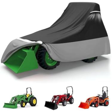Imagem de Capa de trator 420D tecido Oxford impermeável e resistente a rasgos, proteção UV para New Holland Boomer, série Kubota BX e Mahindra eMax, Bobcat, John Deere 1, 2, 3 Series sem retroescavadeira