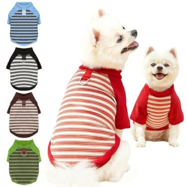 Imagem de Suéter para cães leve e elástico camiseta de lã listrada para animais de estimação roupas de gatos macio para cães pequenos, médios e grandes (vermelho, 2GG)
