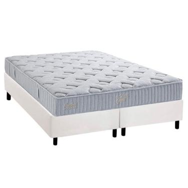 Imagem de Cama Box King: Colchão Molas Ensacadas Herval Premium + Base Crc Corano White (193x203)
