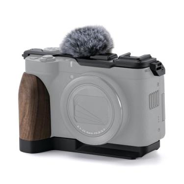 Imagem de Tilta Kit de base de gaiola de câmera vintage compatível com Canon PowerShot V1 – Preto | Punho de madeira personalizado, placa superior, para-brisas, suporte de sapata fria | Design leve de viagem