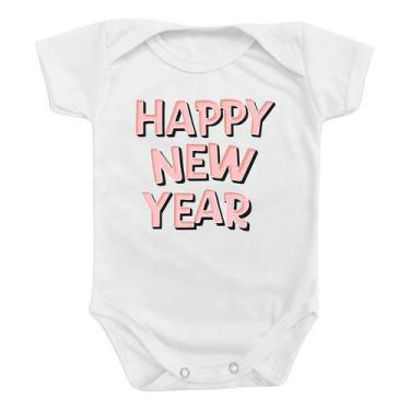 Imagem de Roupinha Body De Bebê Frase Happy New Year Menina Rosa Ano Novo Temáti