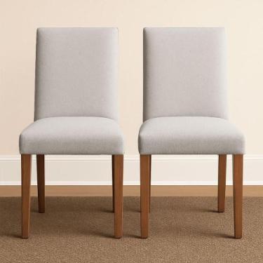 Imagem de Kit 2 Cadeiras Estofadas em Veludo ou Linho e Pés em Madeira - Casa La