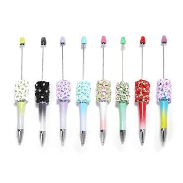 Imagem de JINPINMAO Conjunto de canetas esferográficas Crystal Rose, pacote com 10 canetas multicoloridas com design de flor de vidro, pontas decorativas de metal para escritório, escola, projetos de arte, 15