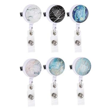 Imagem de 6 peças de carretel retrátil para crachá com cordão giratório de 360 graus de 79 cm para enfermeira, funcionário, professor, material de escritório, acessórios de trabalho