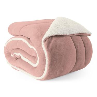 Imagem de Coberdrom Dupla Face Casal King 240x260cm, Sherpa e Manta Fleece, Poliéster, Cobertor Macio (Soff Rosê)