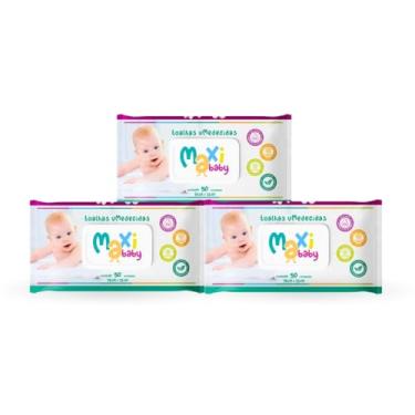 Imagem de Kit 3 Toalhas Umedecidas Hipoalergênico 50un Cada Maxi Baby