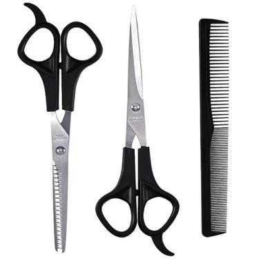Imagem de Conjunto de tesouras de corte de cabelo – Kit profissional de tesouras de cabeleireiro com tesoura de desbaste e pente, tesouras de barbeiro de aço inoxidável para homens e mulheres, aparar e pentear