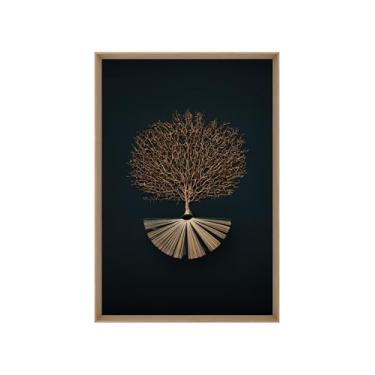 Imagem de Quadro Decorativo com Vidro Sala Hall Quarto 64x94cm Verde Escuro Livro