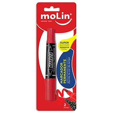 Imagem de Marcador Permanente 2 Pontas, Molin 8007, Preto com Tinta Vermelho