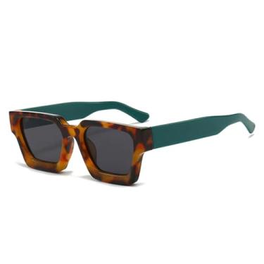 Imagem de Óculos de Sol Feminino e Masculino Jelly Color Gradient com Proteção UV400 para Esportes ao Ar Livre, Corrida e Ciclismo, Estampa de Leopardo Verde e Cinza