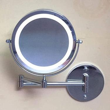 Imagem de Espelho de maquiagem, espelho de maquiagem, espelho de maquiagem de LED, dobrável, retrátil, dupla face, espelho de beleza com espelho cosmético leve