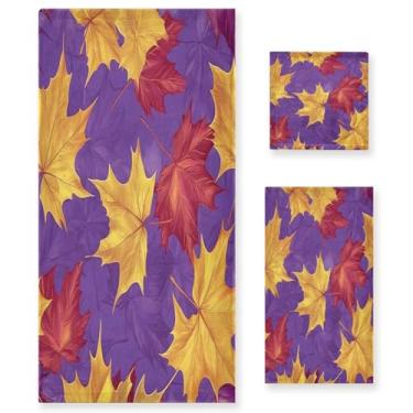 Imagem de Wassud Conjunto de 3 toalhas de banho com folhas de bordo, toalhas super macias e absorventes para banheiro, toalhas de banho de secagem rápida, toalha de banho para academia, spa, hotel