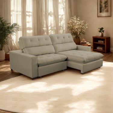 Imagem de Sofá 2 Lugares 2,60m Retrátil Reclinável Veludo Andreia Lansofbr Capuccino