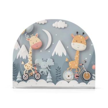 Imagem de Wassud Suporte de guardanapo de girafa de ciclismo para mesa, cozinha e jantar, suporte de guardanapo de acrílico para guardanapos de papel, acomoda 50-60 guardanapos, decoração de casa de fazenda, 2