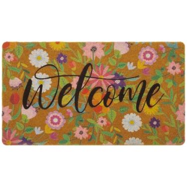 Imagem de CXQRR Tapete floral de boas-vindas tapete de porta colorido primavera entrada interior bonito decorativo exterior tapetes antiderrapantes para porta da frente 43 x 76 cm