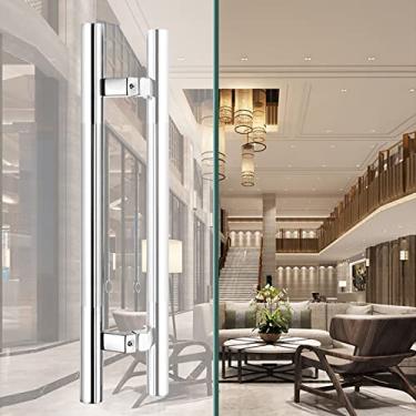 Imagem de Maçaneta de porta moderna em forma de H para uso interno e externo, maçanetas de porta de banheiro de lojas de armário de aço inoxidável (prata 80 cm/31,5) (prata 80 cm/31,5)