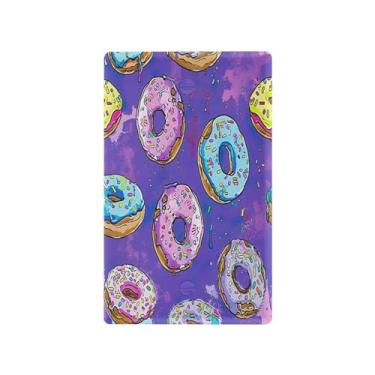 Imagem de Wassud Placa de cobertura para interruptor de luz, 1 capa de tomada em branco, placa de parede, tomadas elétricas decorativas, rosquinhas coloridas, decoração de sala de estar