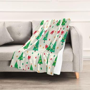 Imagem de Wassud Cobertores e mantas de Natal 152 x 228 cm, árvores de Natal com laço, cobertor para sofá, cadeira, decoração de casa