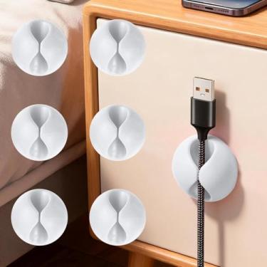 Imagem de Pacote com 6 clipes organizadores de cabos, suporte de cabo de linha de dados multicoloridos para casa e escritório, organize seus cabos organizadores de mesa evita emaranhamento e danos