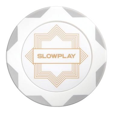 Imagem de SLOWPLAY Nash Clay Poker Chips White Gold Edition, composto de argila pesada de 14 gramas, fichas grandes de 40 mm a granel, pacote de 127 cm cinza sem denominação