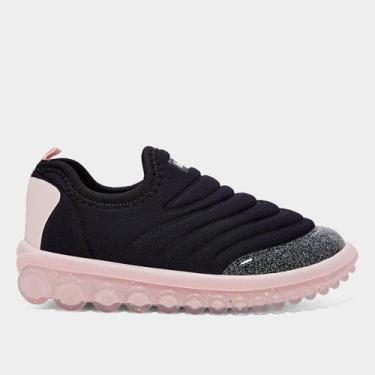 Imagem de Tênis Infantil Bibi Roller Gliter Menina, Preto, Rosa, 32