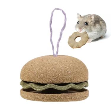 Imagem de Dbeans Flourithing Brinquedo de hamster em forma de hambúrguer Timothy Hay, brinquedos de coelho, para coelhos de estimação, porquinhos-da-índia e chinchilas