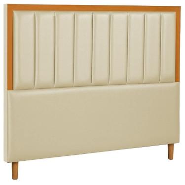 Imagem de Cabeceira Estofada Queen Paris Couro Pérola 160 Cm
